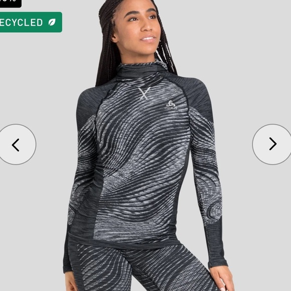 NWT Odlo Large Space Dye Grey Black Blackcomb Long Sleeve Face Mask Ski Hike - Picture 1 of 9